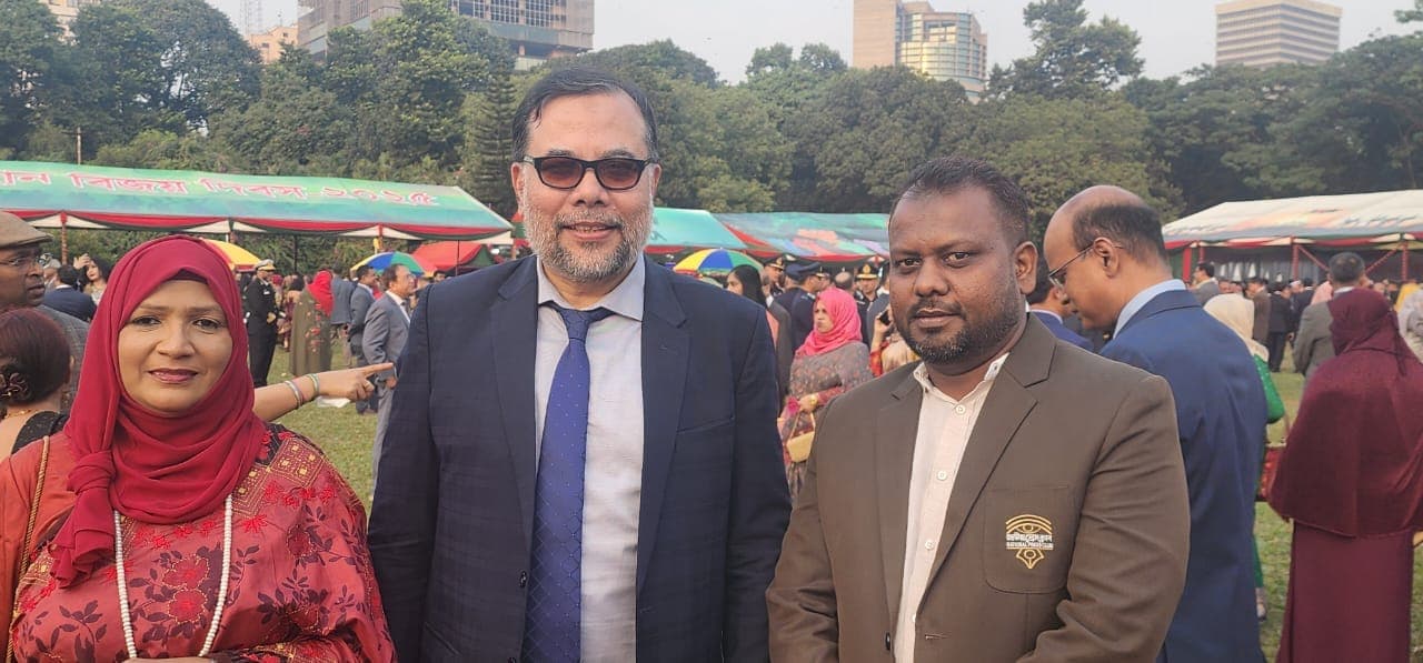 Guests at an outdoor Boishakhi cultural gathering